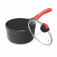 (Over)Milton Pro Cook Die Cast Milk Pan with Lid and Handle, 2.15 Litre, Red