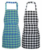 GLUN Waterproof Unisex Kitchen Checkered Design Apron (Pack Of 2)