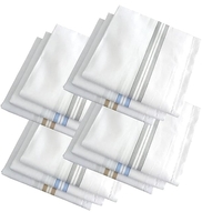 Cotton Premium Collection Casual Style Handkerchiefs Hanky For Men - White Striped