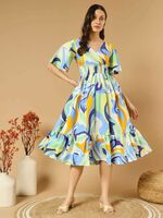 Women Fit and Flare Multicolor Dress on Flipkart