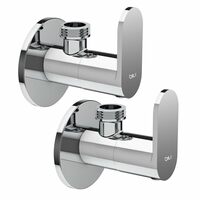 BIUT Angle Valve One Way Quarter Turn Stop Cock with Wall Flange & Chrome Finish Leak Free Seal Brass Valves for Hot/Cold Water Bathroom Wash Basin Geyser (Pack of 2)