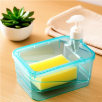 Treovia 2-in-1 Double Layer Liquid Soap Dispenser with Sponge Holder 