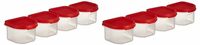 Amazon Brand - Solimo Antimicrobial Modular Plastic Storage Containers with Lid (250 ml each) | Stackable | BPA-Free | Multipurpose Use for Snacks, Spices, & More (Set of 8) (Light Red)