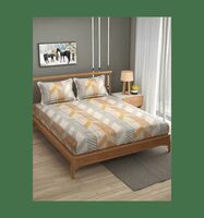 Furnofy Cotton Double Flat Bedsheet with 2 Pillow Covers (140 GSM, Abstract, Multicolor)