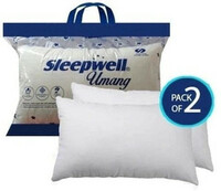 Sleepwell Pillow Set | Comfort And Support Pillow Microfibre Solid Sleeping Pillow Pack of 2 (White)