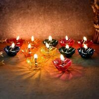 3D Reflection Designer Reusable Multi Shape Transparent Oil Diya for Diwali Plastic (Pack of 12) Table Diya on Flipkart