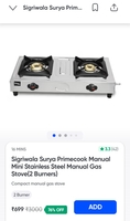 Sigriwala Mini Stainless Steel Gas Stove(2 Burners)