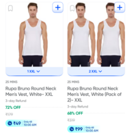 Rupa Bruno Round Neck Men's Vest, White-