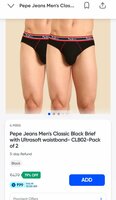 Pepe Jeans Men's Classic Black Brief -Pack of 2
