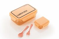 ATTRO Crunch Plastic Lunch Box Airtight, BPA-Free Comes with Fork & Spoon – Ideal for Office, School, Travel, Adults & Kids- Peach- 900ml