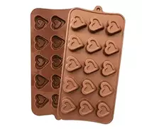 ARTO Deep Heart Shaped Silicone Chocolate Mould, 15 Cavity, Brown, Non-Stick Candy Tray