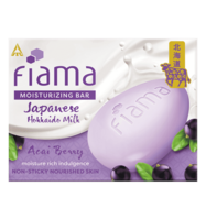 Fiama Moisturizing Soap Bar, 125 gm, Japanese Hokkaido Milk & Acai berry, Non-Sticky MoisturizationCreamy nourishing wash
