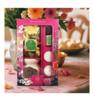 EKAM Gift Set Ceramic Pot, Essential Oil, Potpourri and Tea Light Candles