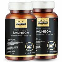 The Old Natural Salmega Triple Strength Salmon Omega-3 Fish Oil 1800Mg, 60 Softgels I High Potency 600Mg Epa & 400Mg Dha With Vitamin E I Ultra Refined, Anti Reflux Formula, Burp Free (Pack of 2 - 30 Softgels Each)