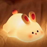 Desidiya Big Face Rabbit Night Light for Kids – Cute Silicone Bunny Lamp with 3 Brightness Modes, Rechargeable Battery, BPA-Free Soft Nightlight