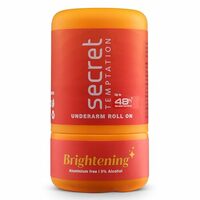 Secret Temptation Brightening Antiperspirant Non Sticky Roll On Deodorant Stick For Women, Reduce Underarm Darkness, Brightens & Evens Out Skin Tone, Zinc Oxide & Niacinamide, 50ml