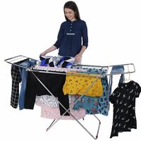 LiMETRO STEEL Stainless Steel Foldable Cloth Dryer Stand Double Rack Cloth Stands for Drying Clothes Steel (Cross), 120x54x4 cm