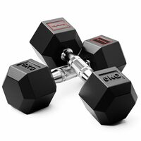 Lifelong Rubber Coated Hexa Dumbbell Set of 2 (5Kg x 2)