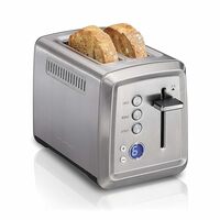 Hamilton Beach 2 Slice Toaster with Extra-Wide Slots, Bagel Setting, Toast Boost, Slide-Out Crumb Tray, Auto-Shutoff & Cancel Button, Digital with Defrost Function | 850 watts | Stainless Steel