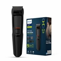 Philips India's No.1 Men's Trimmer | Self Sharpening Blades | Single Stroke Grooming I 9 In1 Face, Nose And Body I 3 Year Warranty | Powerful Motor | No Oil Needed I 60 Min Runtime I MG3710/65,Black