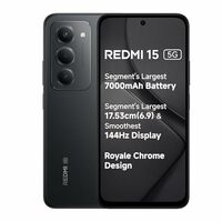 Redmi 15 5G Midnight Black 6GB + 128GB | Segment's Largest 7000mAhA Battery | Segment's Largest Display 17.53cm(6.9) Up to 144Hz | Snapdragon 6s Gen 3 | 18W Reverse Charging | 50MP AI Dual Camera