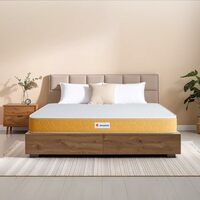 Sleepwell Dual Mattress | Reversible | High Density (HD) Foam | 5-inch Queen Bed Size, Medium Soft & Hard (Orange, 72x60x5)