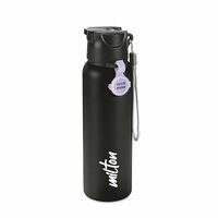 MILTON Sipstar 750 Stainless Steel Sipper Water Bottle 690 ml, Single Walled, ISI Certified I Leak Proof Lid, Rust Proof I for School, Office, Gym I Black