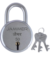 jammer Round 50 Lock and Keys, 6 Steel Lever, Single Locking, Small Size Padlock for Home, Size 50mm, Silver Fnish (3 Keys)