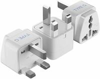 Ceptics UK Adapter for Indian Pins, India to UAE, Hong Kong, Dubai, UK Adapter Plug - Type G Plug - Perfect for Laptop, Camera, Chargers - CE - RoHS - 3 Pack -White- Lifetime Limited Warranty
