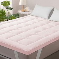 Jaipur Linen Mattress Topper,Soft Mattress Padding Luxury Feel 800 GSM -Queen Bed 60 Inch X 72 Inch- Pink