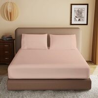 YUMEVIBE - Soft Brushed Microfiber Single Bed (36" X 78") Inch Fitted Elastic Bedsheet + 1 Pillow Cover 300 TC for Luxurious Softness Upto 12" Thick Mettress|Peach