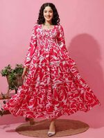 Women Gathered Pink Dress on Flipkart