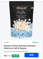 Popular Fit Eats Roasties Roasted Makhana Salt & Pepper