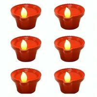 Desidiya® Water Sensor Diya Diwali Lights Flameless & Smokeless LED Diyas Warm Ambient Tea Light for Diwali Festivals Decoration, New Year Home Decor/Mandir Decoration Battery Operated, Pack of 6