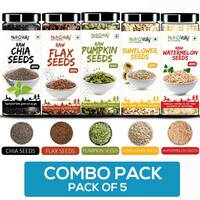NutroVally Weight Loss Combo|Chia, Flax, Pumpkin, Sunflower, Watermelon Seeds-edible Chia Seeds, Golden Flax Seeds, Pumpkin Seeds, Sunflower Seeds, Watermelon Seeds  (5 x 200 g)