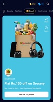 Bigbasket- Flat ₹150 off on Grocery using 10 paytm CB points 
