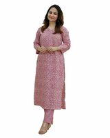 KLOSIA Womens Viscose Croset Work Kurta Pant Set