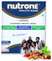Nutrone Healthy Aging Kesar Badam (Saffron Almond) Flavour 3 Protein Blend (Soy+Whey+SMP) Powder by Pentasure, 300g Carton