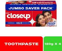 Closeup Long lasting 18 Hours Of Fresh Breath & White Teeth Toothpaste  (600 g, Pack of 4)