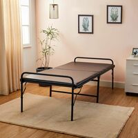 Amazon Brand - Solimo Darius Metal Single Size Foldable Bed with Mattress (Metal, Black)