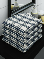 Buy Athom Trendz Set Of 4 White & Blue Checked 210 GSM Cotton Bath Towels - Towel Set for Unisex 18168660 | Myntra