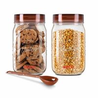MILTON Vintage Plastic Storage Jar and Container Set, Airtight & BPA Free Containers for Kitchen Storage, Grocery Kitchen Container Stoarge, Multipurpose Transparent Jar, 1000 ML Each, Set of 2