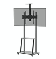  Rolling/Mobile TV Cart with Wheels for 32-65 Inch LCD LED 4K Flat Screen TVs, TV Floor Stand with Shelf Holds Up to 100 lbs | Adjustable Height Trolley Max VESA 600 x 400 mm