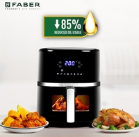 Faber 6L 1500W Digital Air Fryer | Fry, Bake, Roast, Toast, Defrost, Grill & Reheat | 85% Less Oil, 360° Air Cooking | 8-Preset Menu, LED Display & Touch Control, Non-Stick Pan, View Window