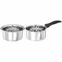 Amazon Brand - Solimo - 2 Pcs Stainless Steel Cookware Set - (Tope 18 cm, Sauce 14 cm) 2500 Liter