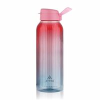 (Apply 32% off coupon) ATTRO Linear Deluxe 1.5 L BPA-Free Plastic Water Bottle with Leak-Proof Flip-Top Cap, Easy to Carry Nylon Strap and Stylish Color for Daily Hydration- Red Blue