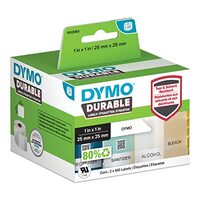 DYMO LW Durable Industrial Labels for LabelWriter Label Printers, White Poly, 1" x 1", 2 Rolls of 850 (1933083)