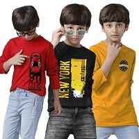 KYDA KIDS 100% Cotton Printed T-Shirts for Boys Multicolor T-Shirts for Kids (Pack of 3)