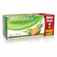 Chandrika Glycerine Ayurveda Gel Bar| Glycerine Bath Soap with Jojoba Oil for Moisturized Skin| For All Skin Types| 125g (Pack of 6)