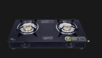 Croma Classic Toughened Glass Top 2 Burner Manual Gas Stove (ISI Certified, Black)